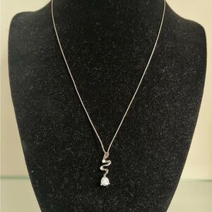 Elegant Silver Snake Pendant Necklace NWT